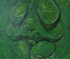 1902 Venus groen 80x60 acryl op doek €350